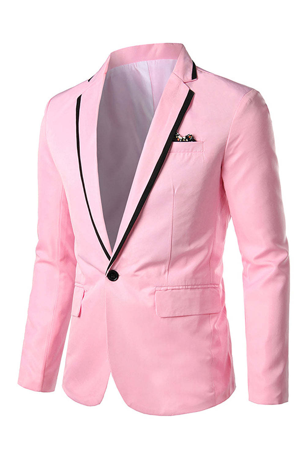 Leely Pink Notched Lapel Men Prom Blazer One Button Party Jacket