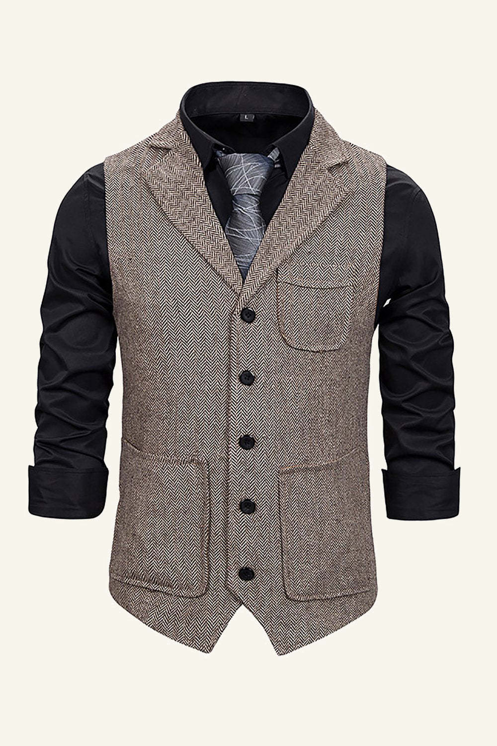 Peak Lapel Single Breasted Men's Suit Vest