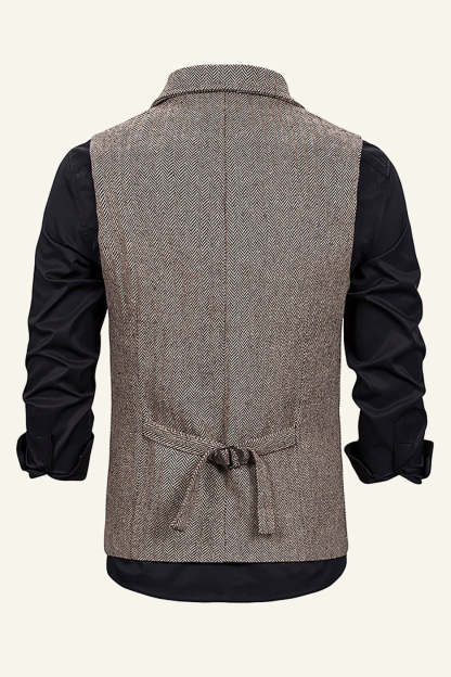 Peak Lapel Single Breasted Men's Suit Vest
