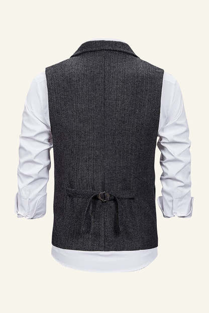 Peak Lapel Single Breasted Men's Suit Vest