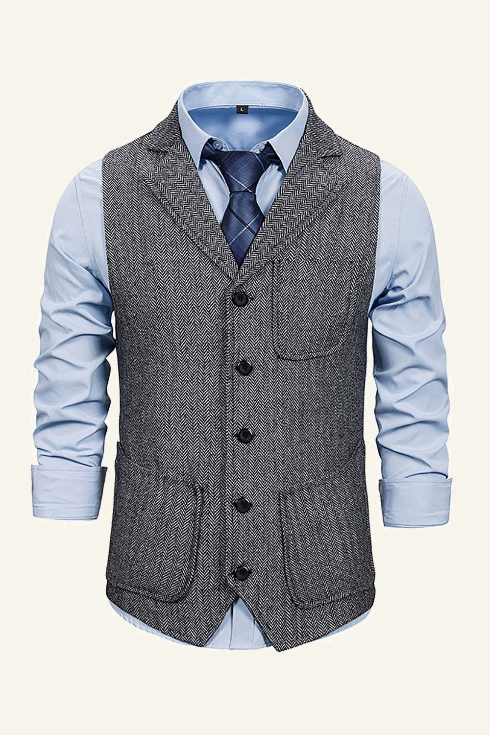 Leely Peak Lapel Single Breasted Men's Suit Vest