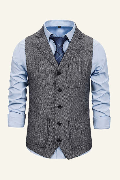 Leely Peak Lapel Single Breasted Men's Suit Vest