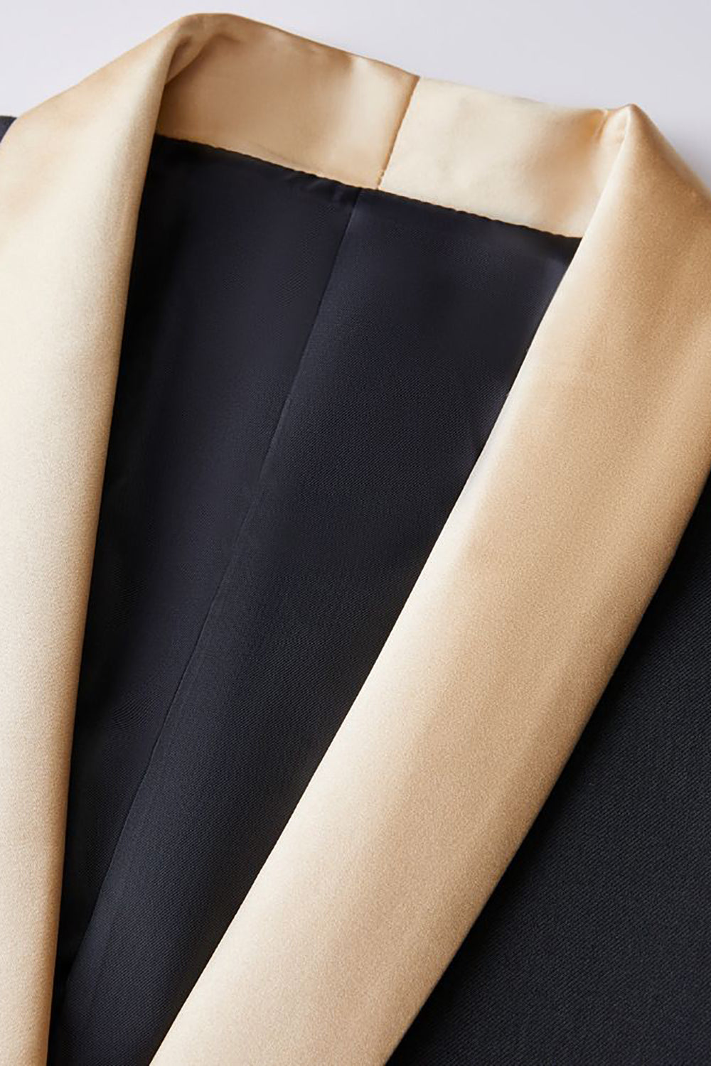 Black and Champagne Shawl Lapel  3 Piece Slim Fit Men's Homecoming Suits