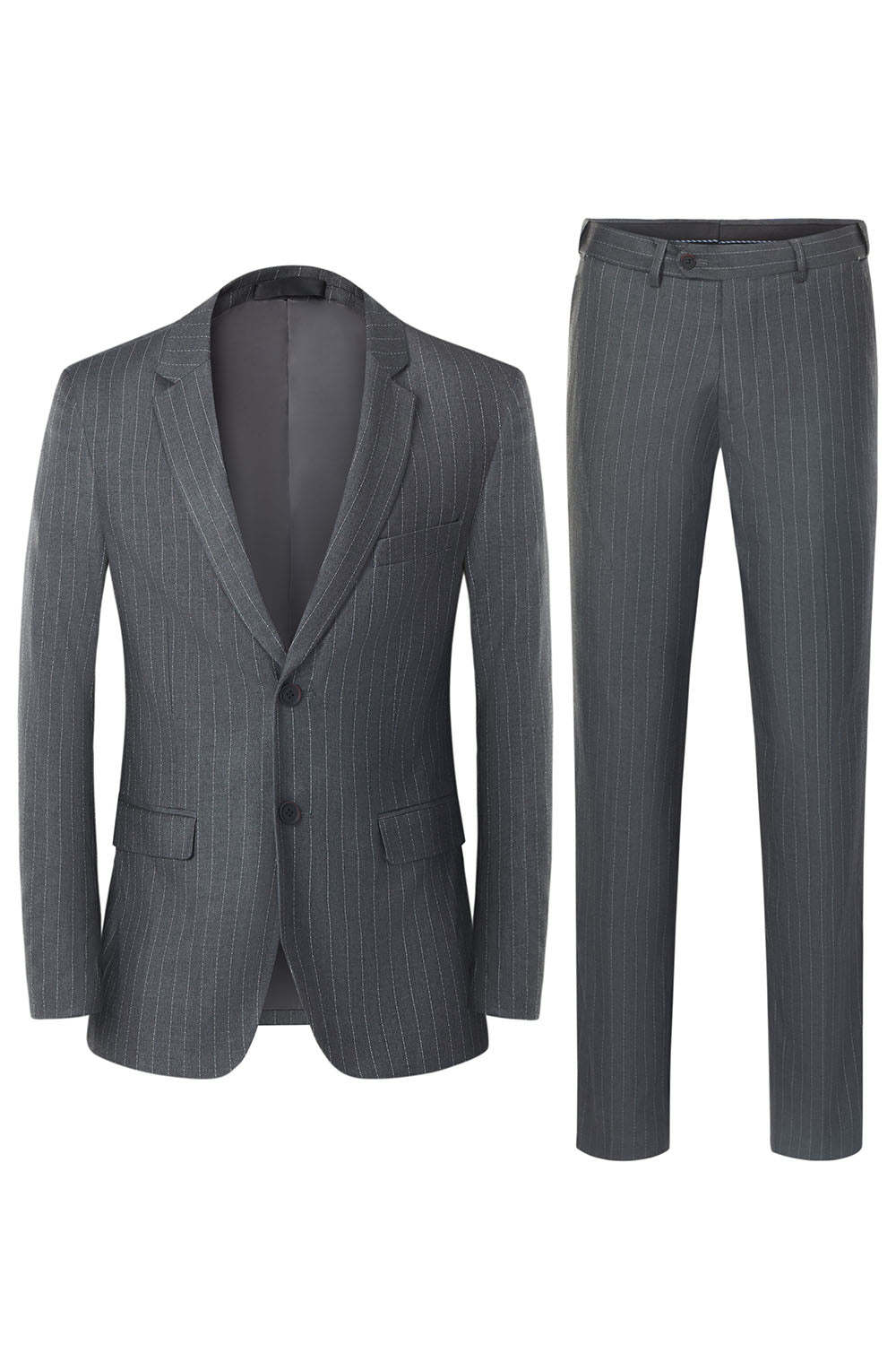 Leely Women Men's Grey Wedding Suits 3-Piece Notched Lapel Slim Fit Business Suits