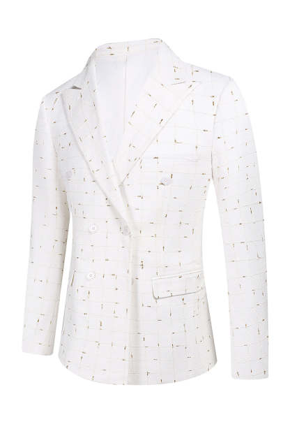 White Plaid Double Breasted 2 Piece Men's Prom Suits