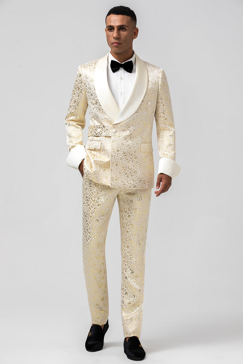 Champagne 2 Piece Notched Lapel Men's Prom Suit with Pattern
