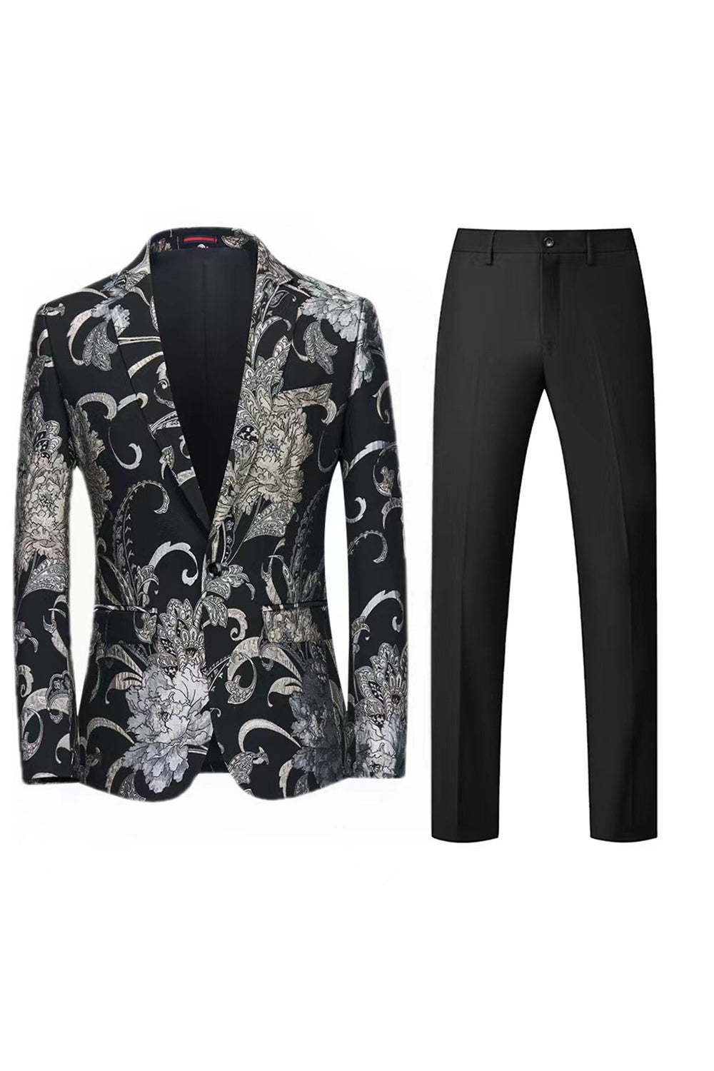 Leely Women Light Pink Jacquard 2 Piece Men's Prom Suits Notched Lapel Party Tuxedo