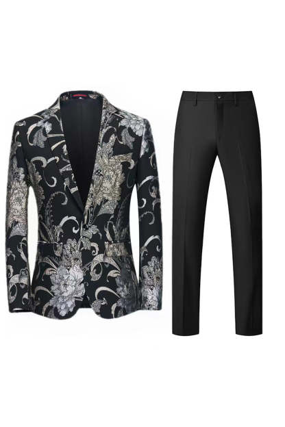 Leely Women Light Pink Jacquard 2 Piece Men's Prom Suits Notched Lapel Party Tuxedo