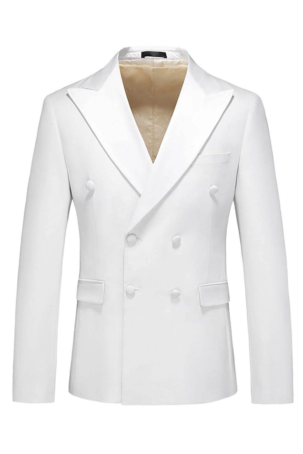 White Double Breasted 2 Piece Lapel Men's Formal Suits