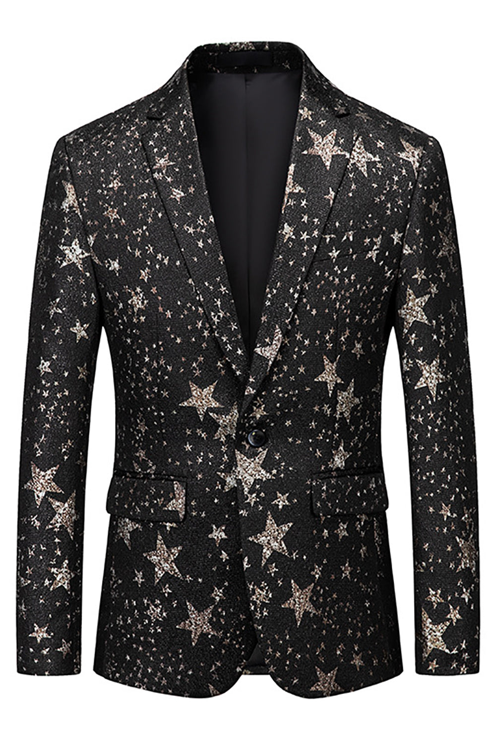 Leely Black Stars Men's Prom Blazer with Stars