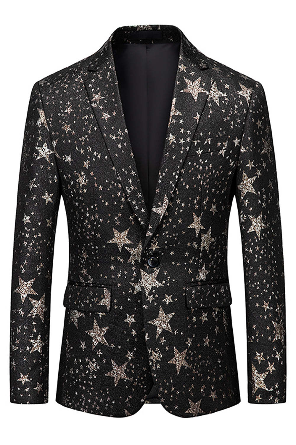 Leely Black Stars Men's Prom Blazer with Stars