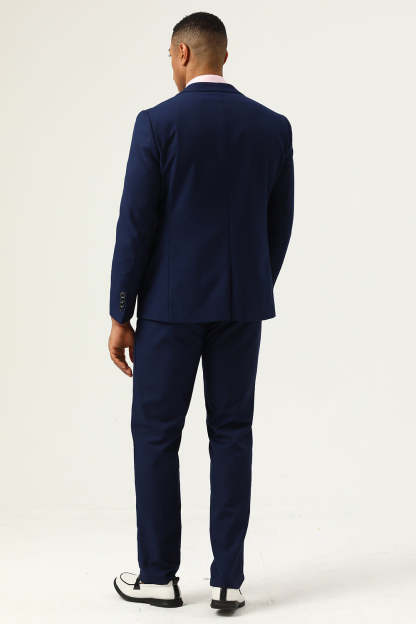 3 Pieces Navy Blue Slim Fit Casual Tuxedo Suits