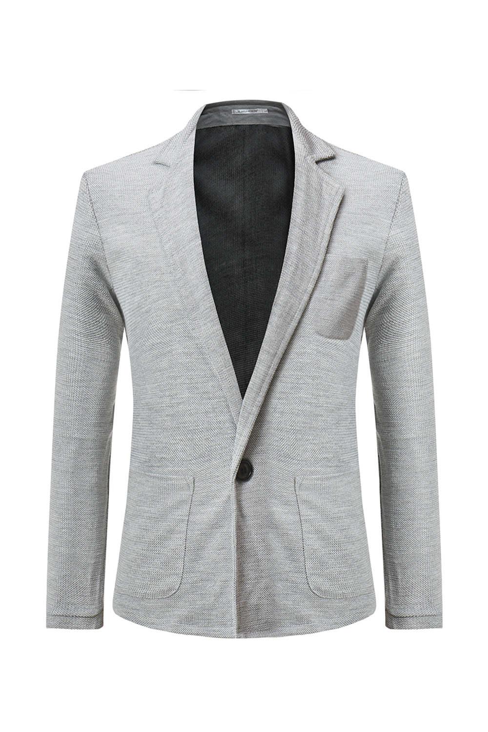 Leely Grey Knitted Notched Lapel Single Breasted Men's Blazer