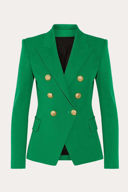 Black Double Breasted Peak Lapel Women Party Blazer