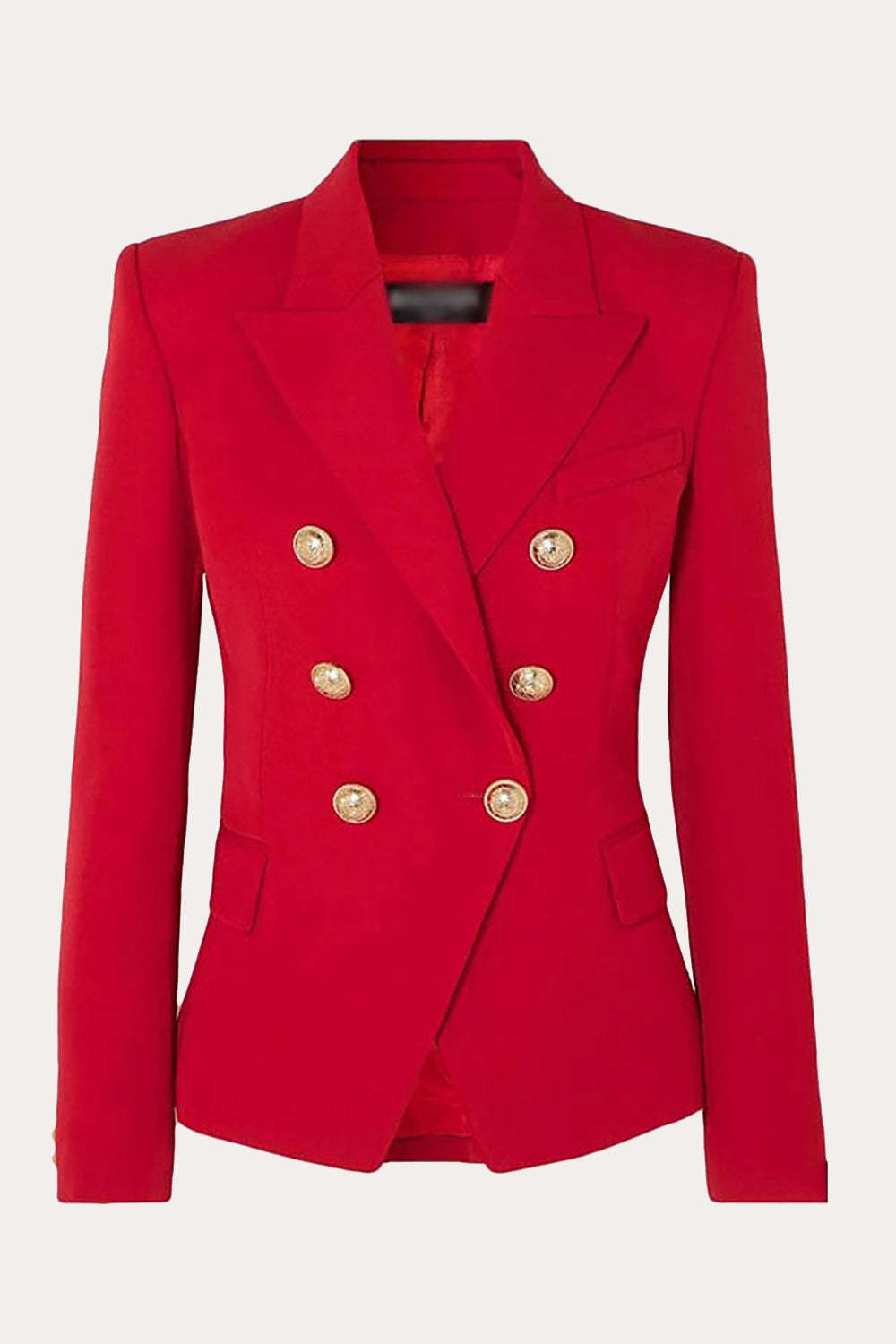 Leely Women Black Double Breasted Party Blazer Peak Lapel Business Prom Jacket