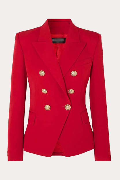 Leely Women Black Double Breasted Party Blazer Peak Lapel Business Prom Jacket