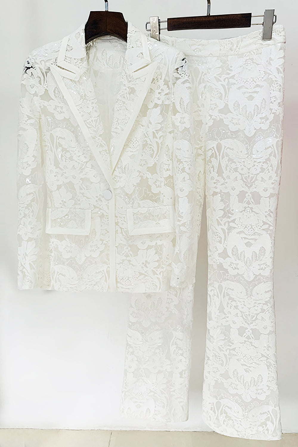 Leely Sparkly Black Lace 2 Piece Women Party Suits Peak Lapel Sequins Formal Suits