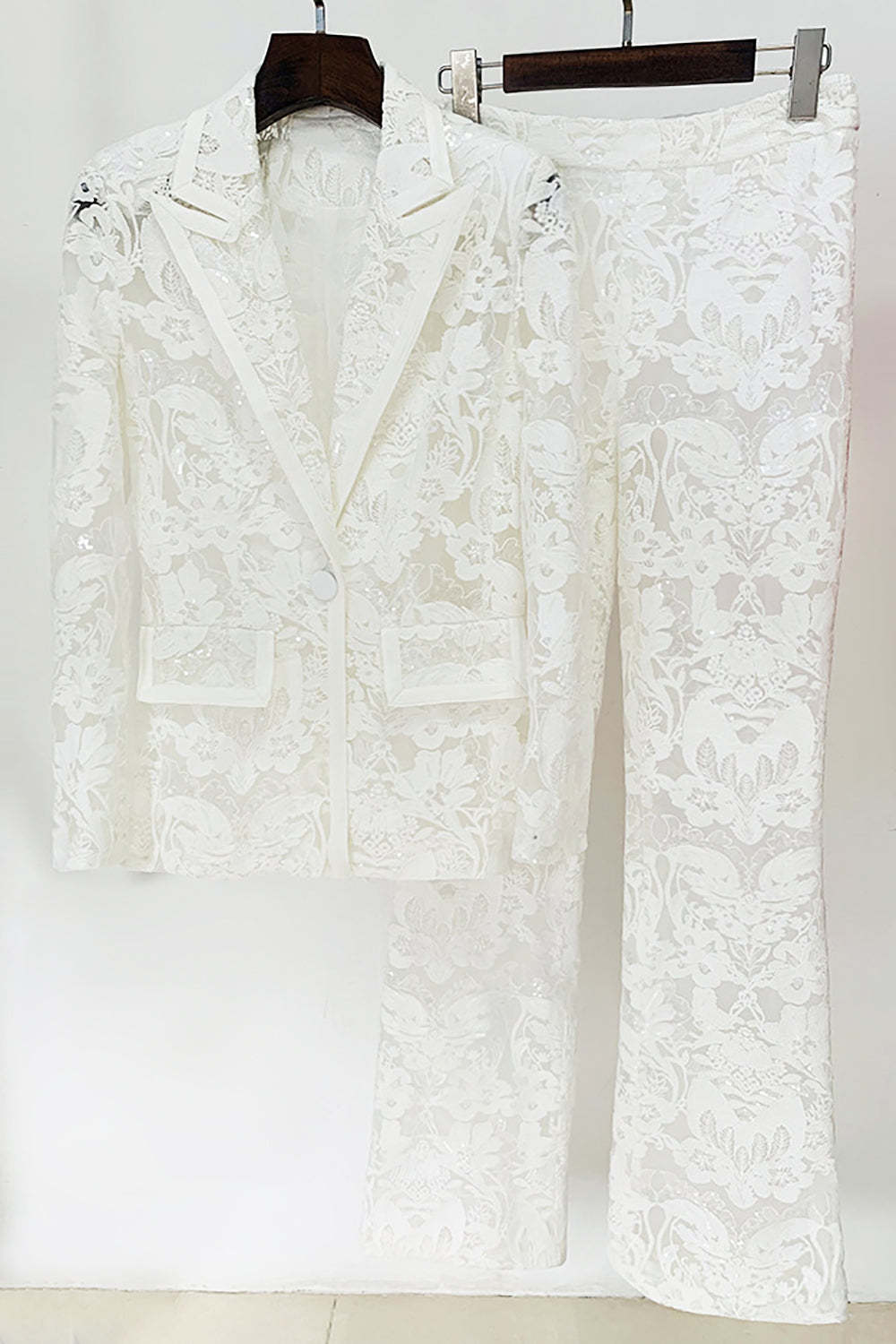 Leely Sparkly Black Lace 2 Piece Women Party Suits Peak Lapel Sequins Formal Suits