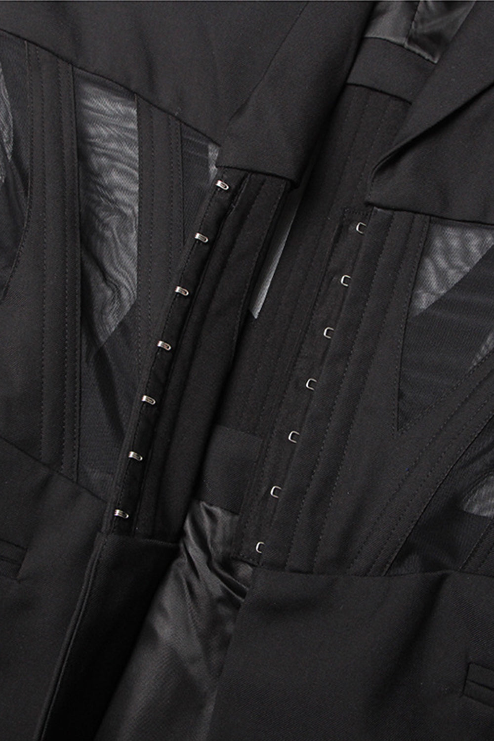 Black Corset Shawl Lapel Women Blazer