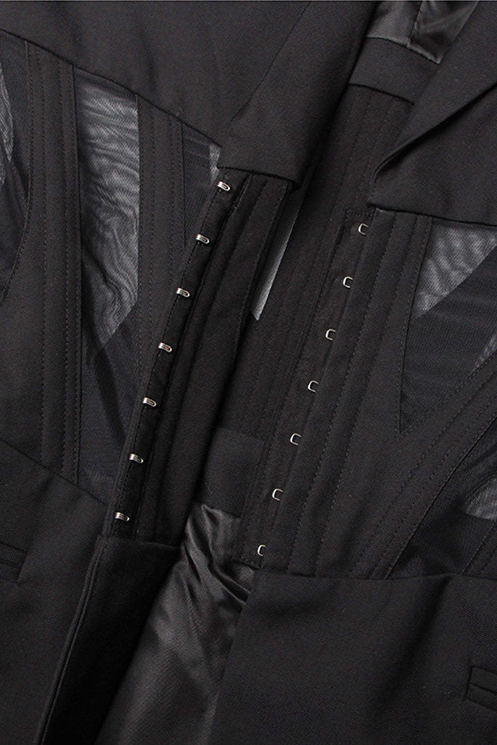 Black Corset Shawl Lapel Women Blazer