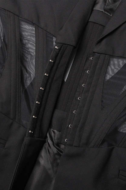 Black Corset Shawl Lapel Women Blazer