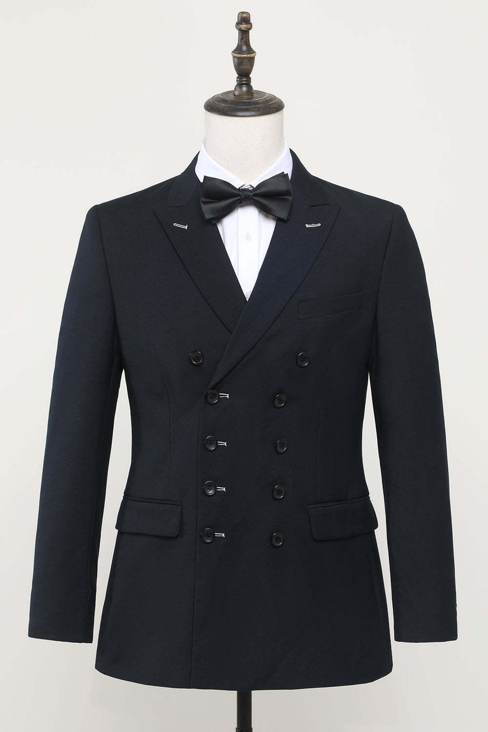 Leely Men's Prom Suits Navy 2 Piece Double Breasted Notched Lapel Party Suits