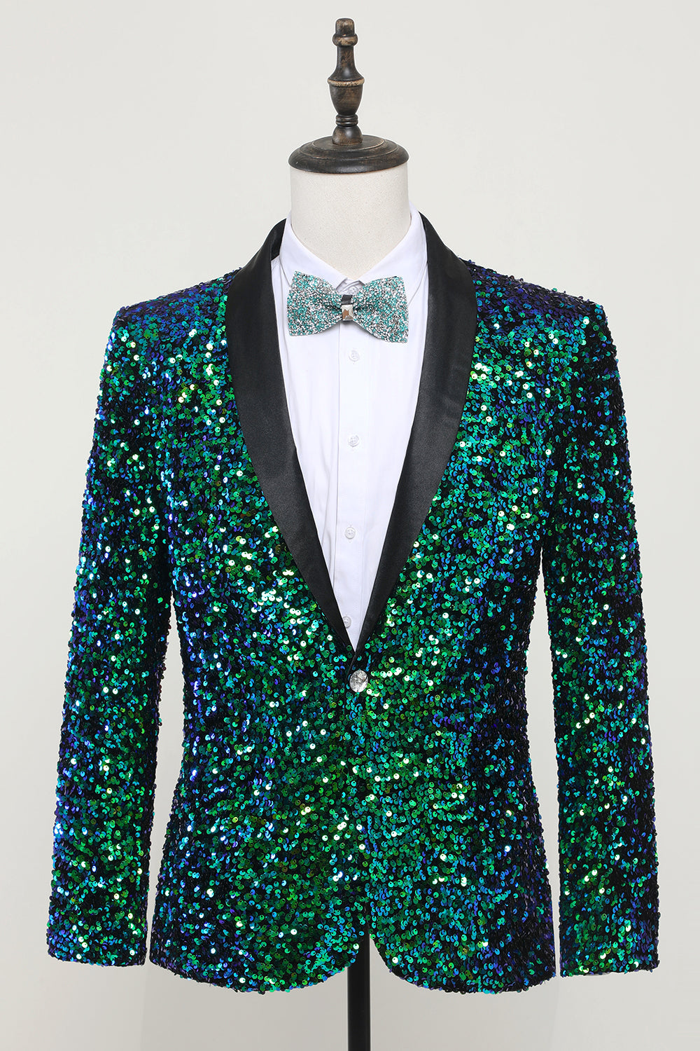 Green Men's Sequined Blazer Jacket