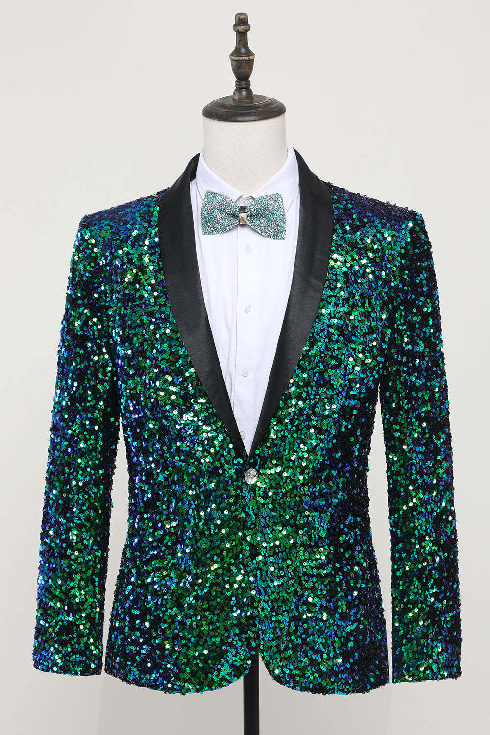 Green Men's Sequined Blazer Jacket