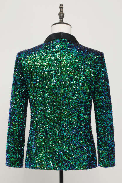 Green Men's Sequined Blazer Jacket