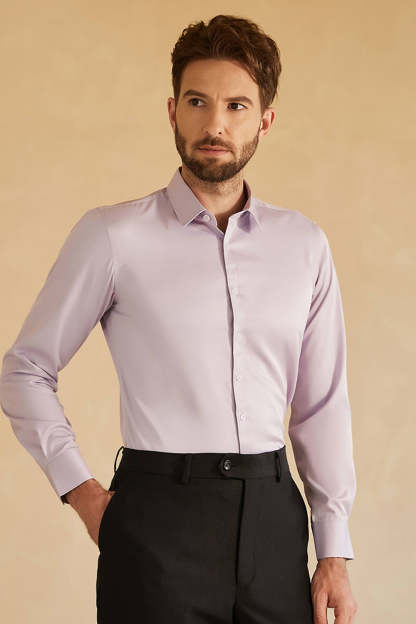 Long Sleeves Camel Solid Suit Shirt