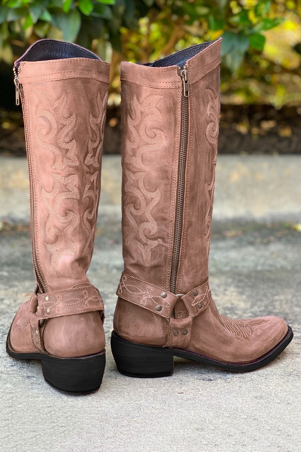 Blue Embroidered Cowgirl Boho Mid Calf Boots