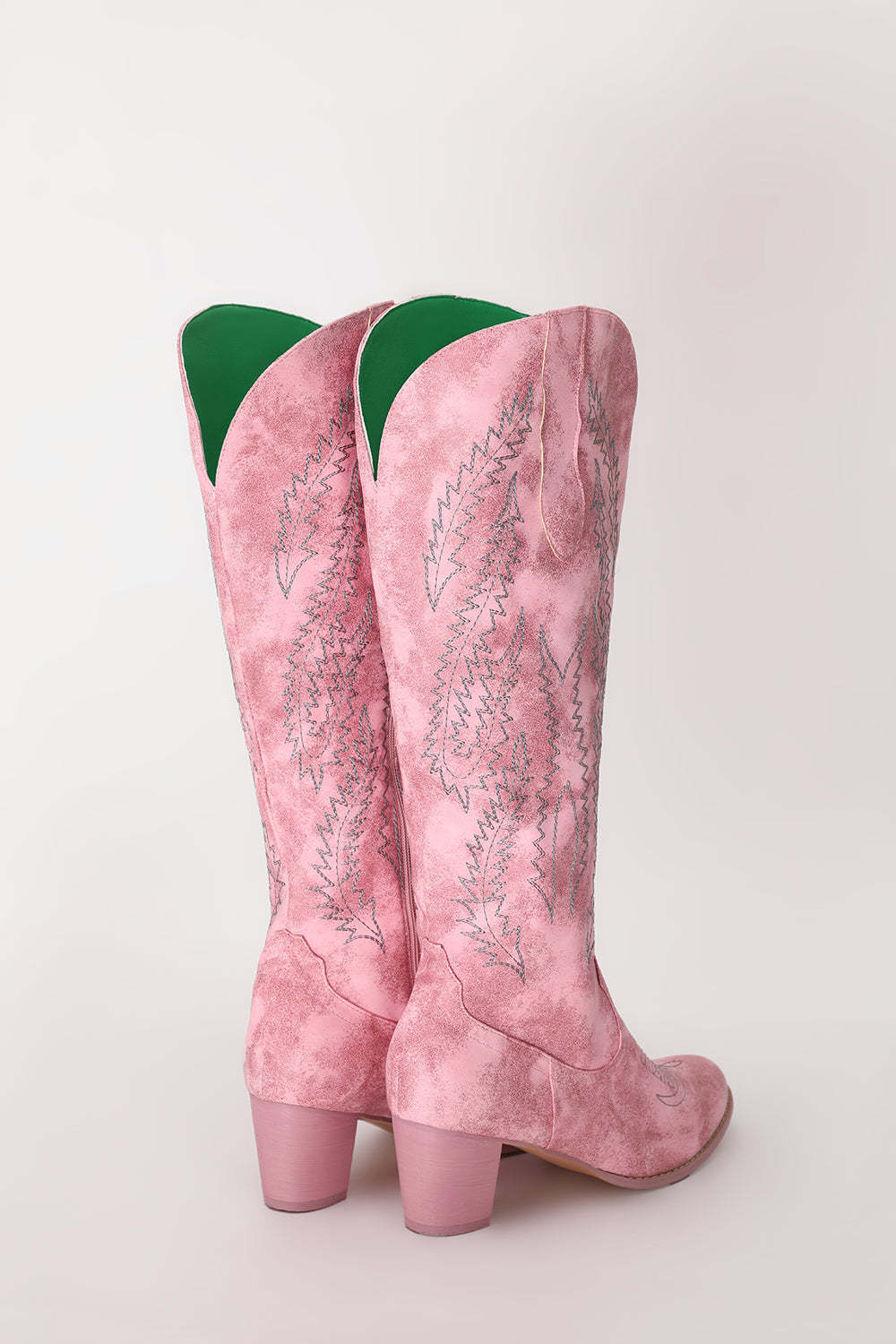 Pretty Dusty Rose Embroidered Knee-High Cowgirl Boots