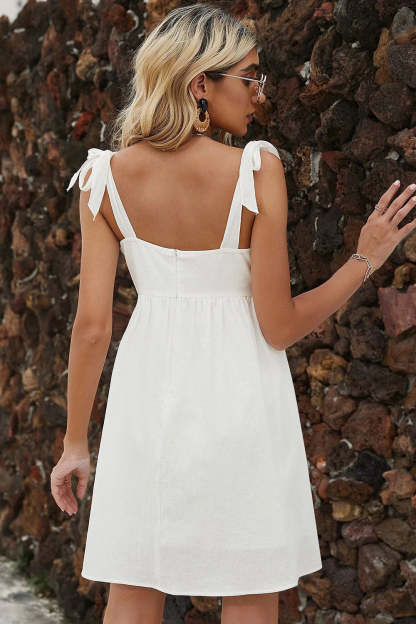White Spaghetti Straps A Line Mini Graduation Dress