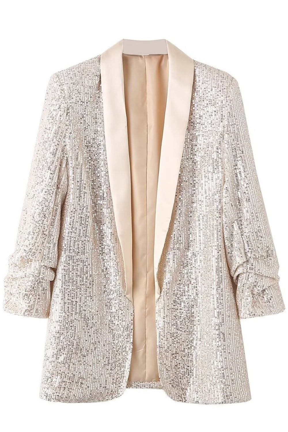 Leely Sparkly Champagne Sequin Prom Party Blazer For Women