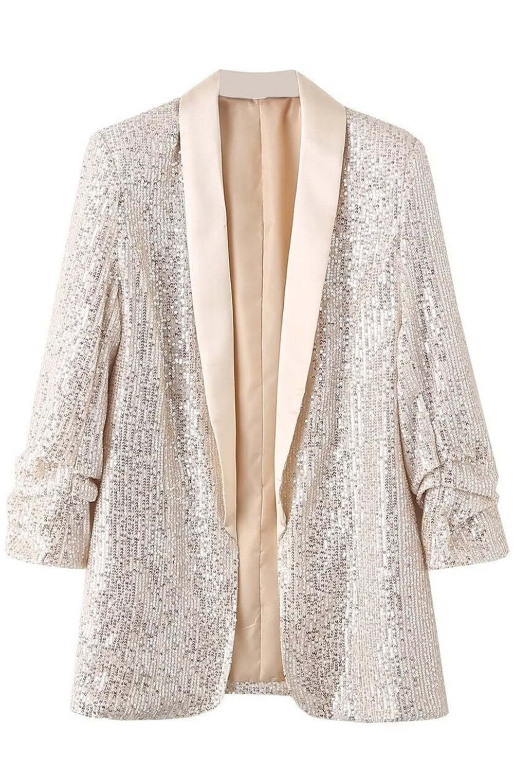 Leely Sparkly Champagne Sequin Prom Party Blazer For Women