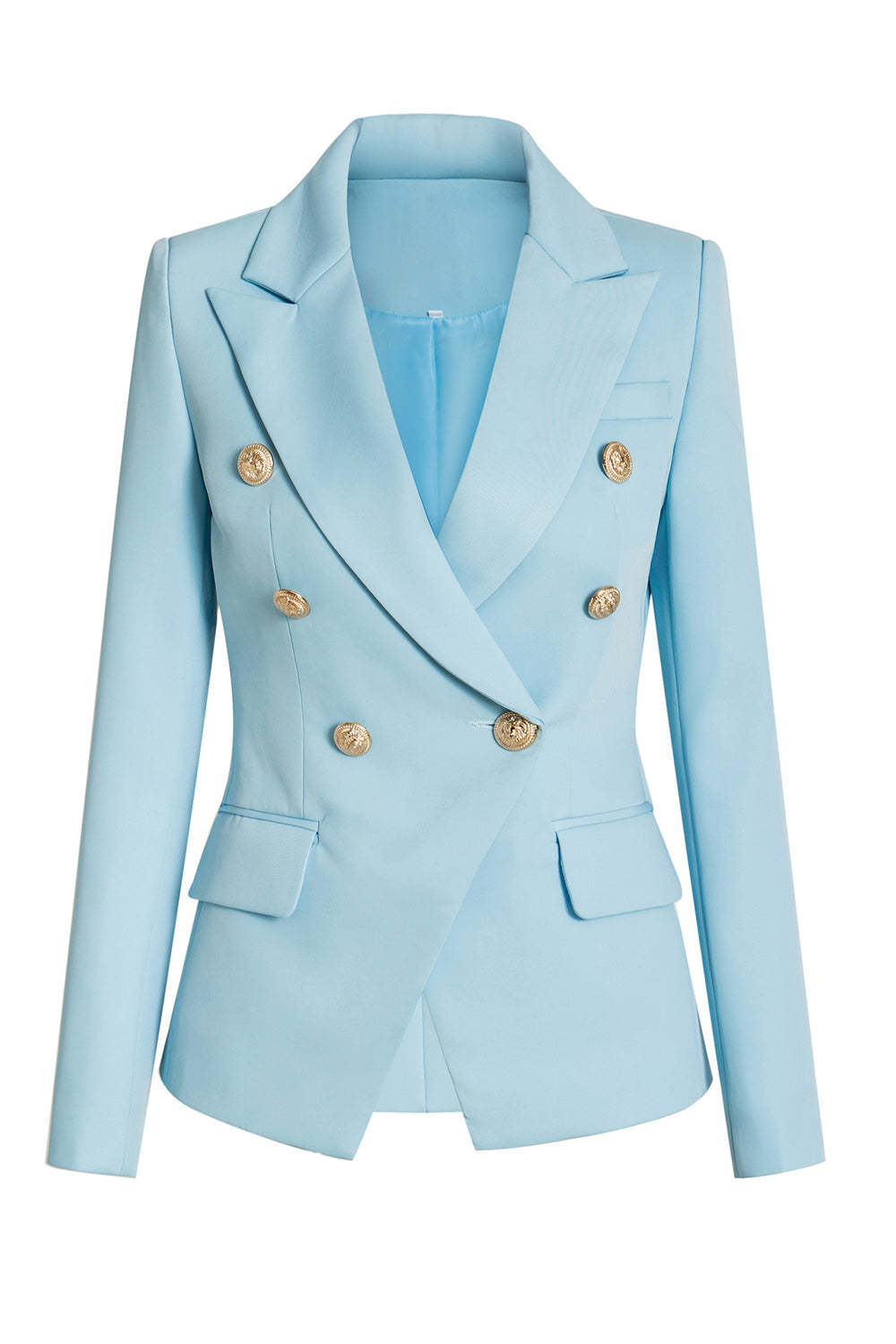 Leely White Women Blazer Peak Lapel Double Breasted Party Blazer