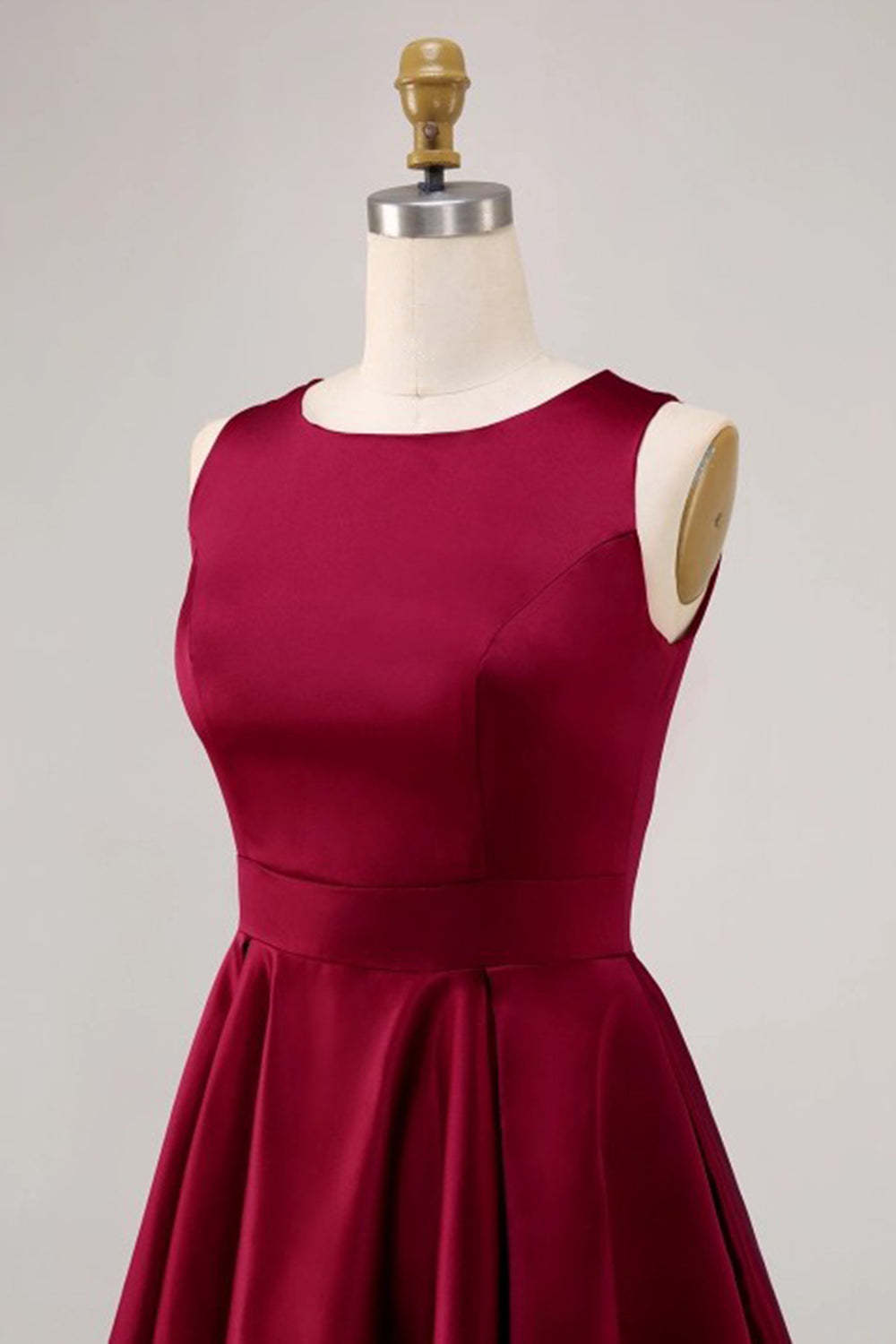 Burgundy A Line High Low Cocktail Dress with Pockets