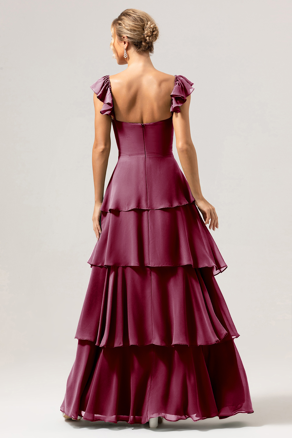 Eucalyptus Off the Shoulder Sweetheart Tiered A-Line Bridesmaid Dress