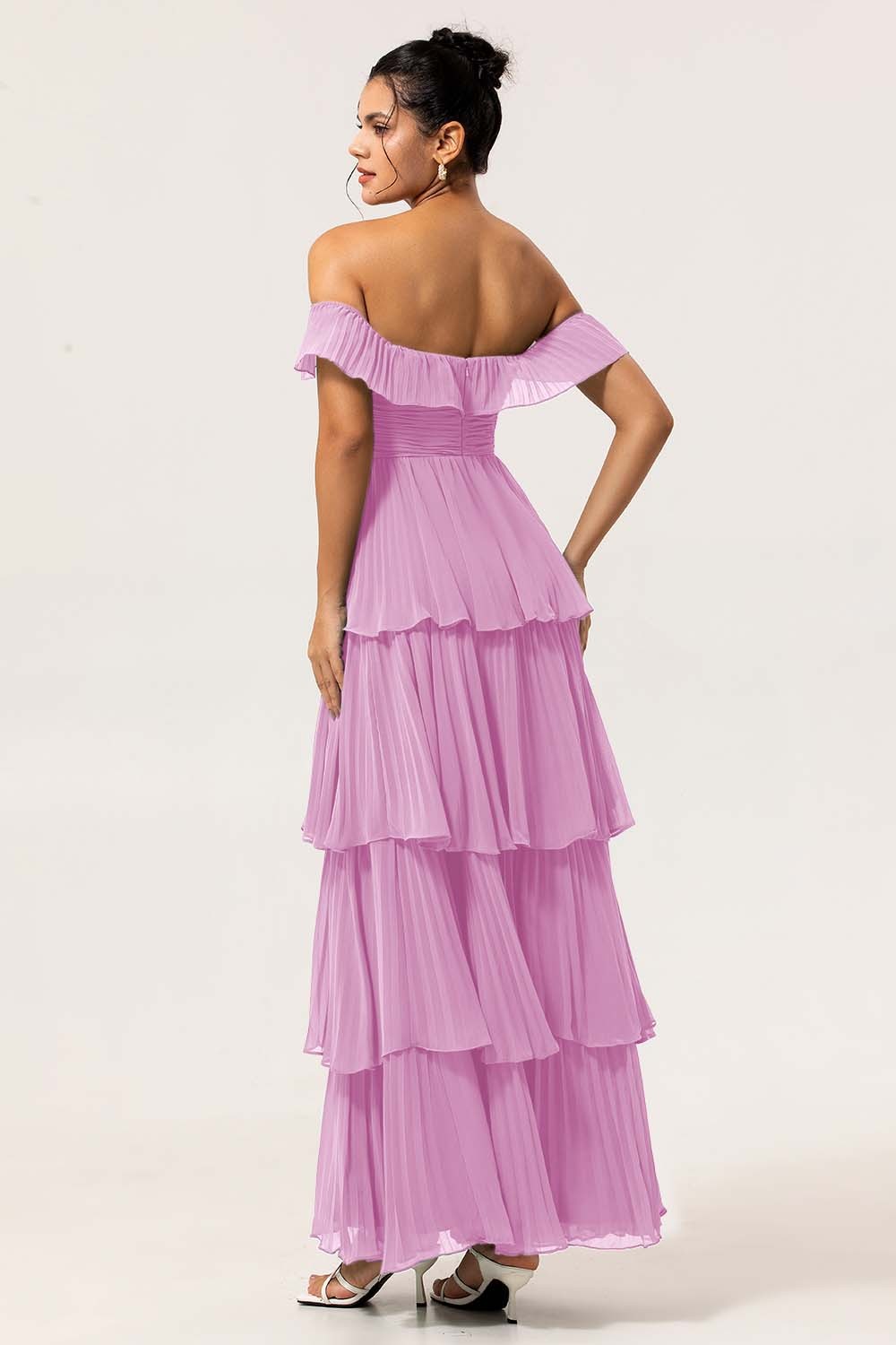 Eucalyptus Tiered Off the Shoulder Maxi Bridesmaid Dress