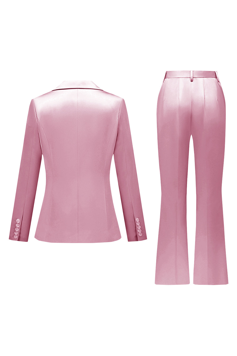Fuchsia Satin Peak Lapel Women Suits with Long Sleeves
