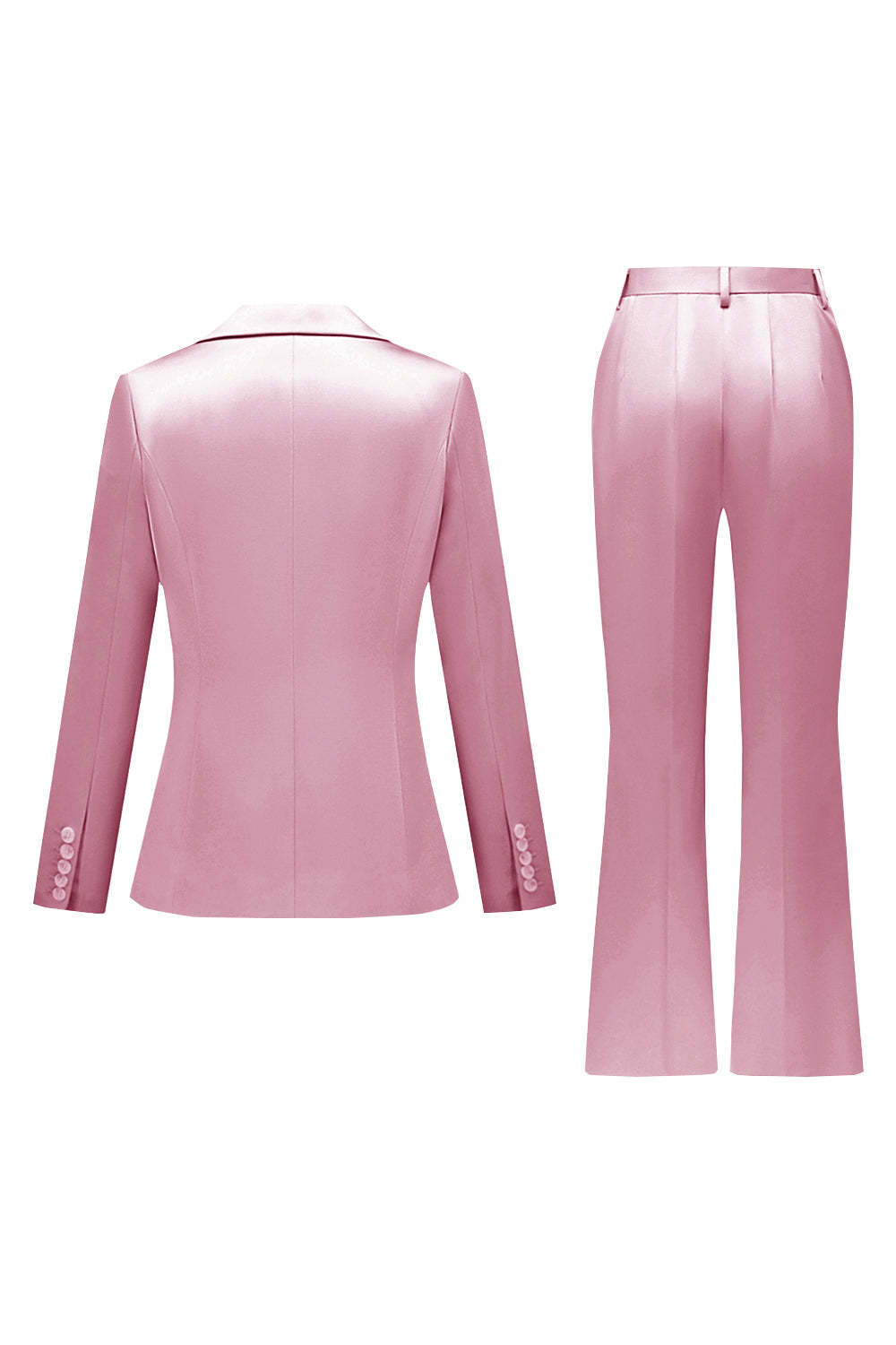 Fuchsia Satin Peak Lapel Women Suits with Long Sleeves