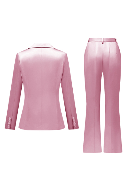 Grey Pink Satin Notched Lapel Women Suits with Long Sleeves