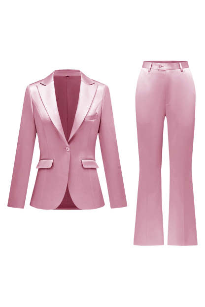 Fuchsia Satin Peak Lapel Women Suits with Long Sleeves