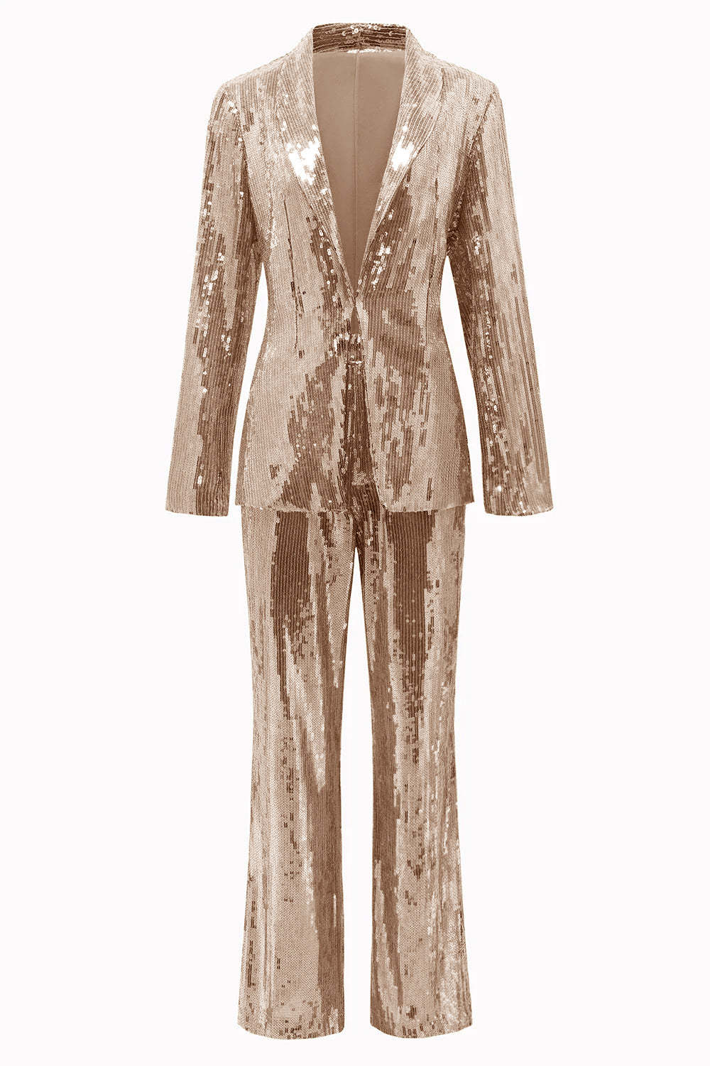 Golden Sparkly Sequined 2 Piece Women Party Suits