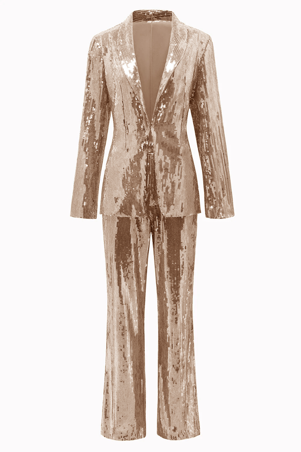 Sparkly Golden Sequined 2 Piece Women Party Suits