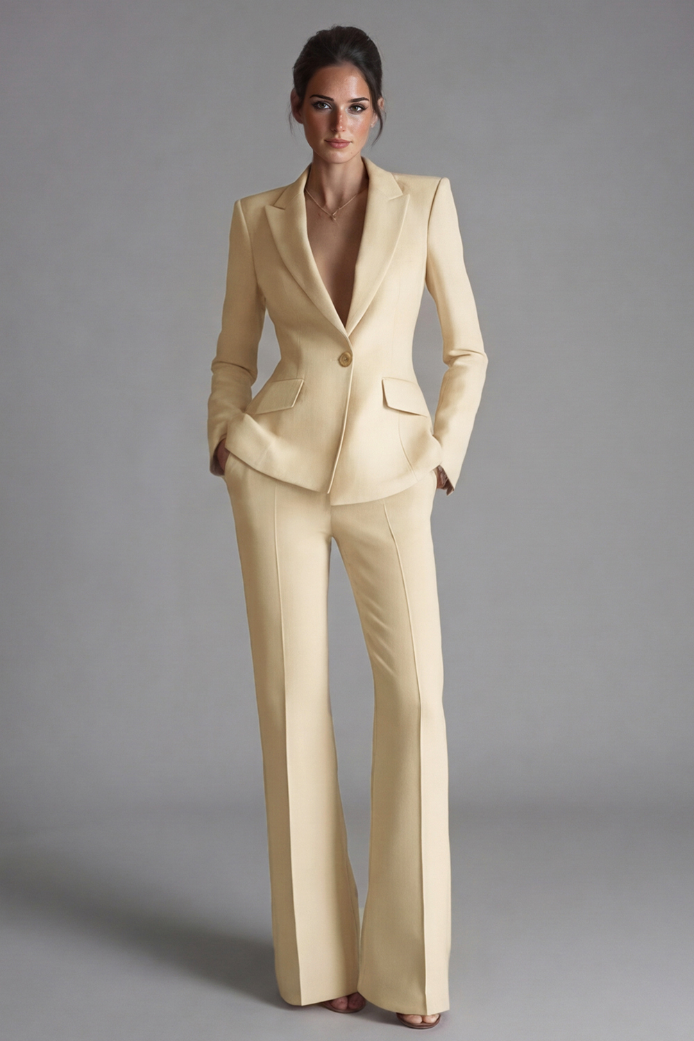 2 Piece Single Pink Breasted Slim Fit Peak Lapel Prom Suits