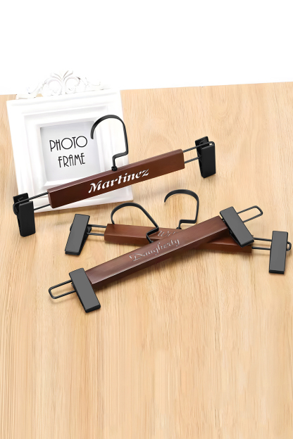 Customized Brown Engraved Wooden Hangers