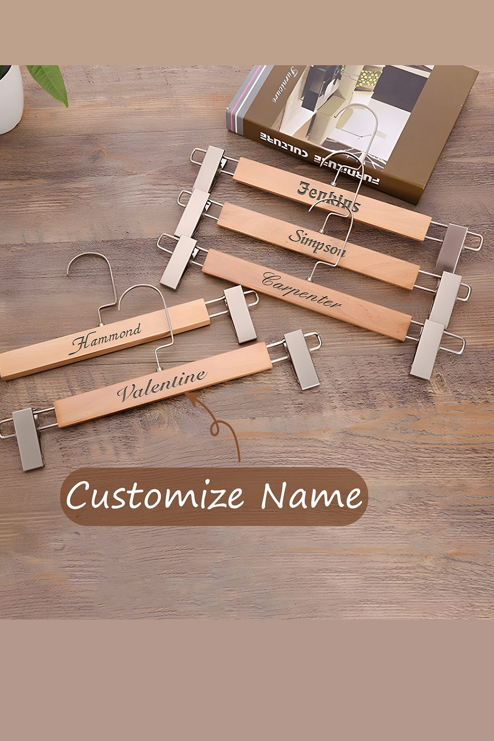 Customized Brown Engraved Wooden Hangers