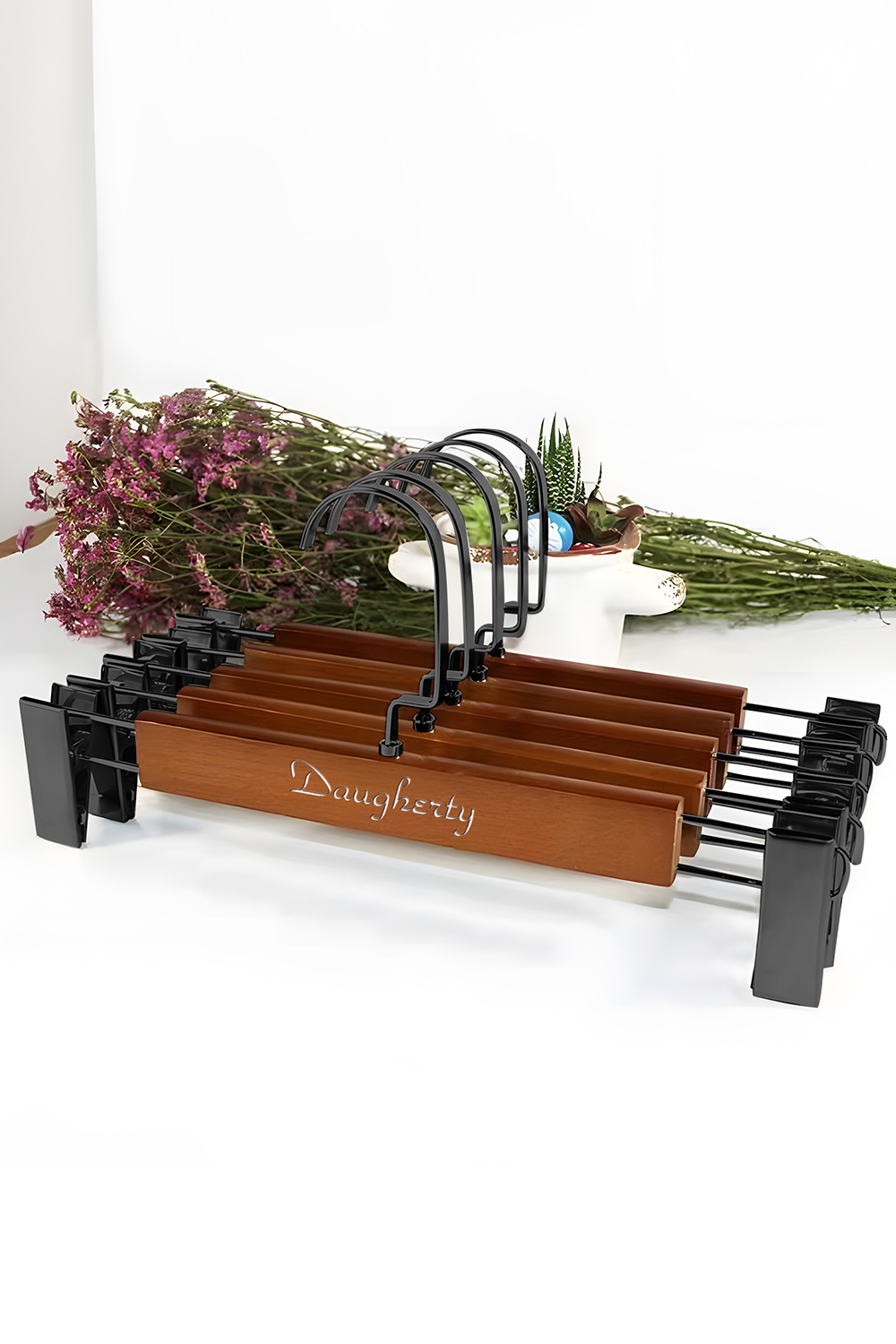 Customized Brown Engraved Wooden Hangers