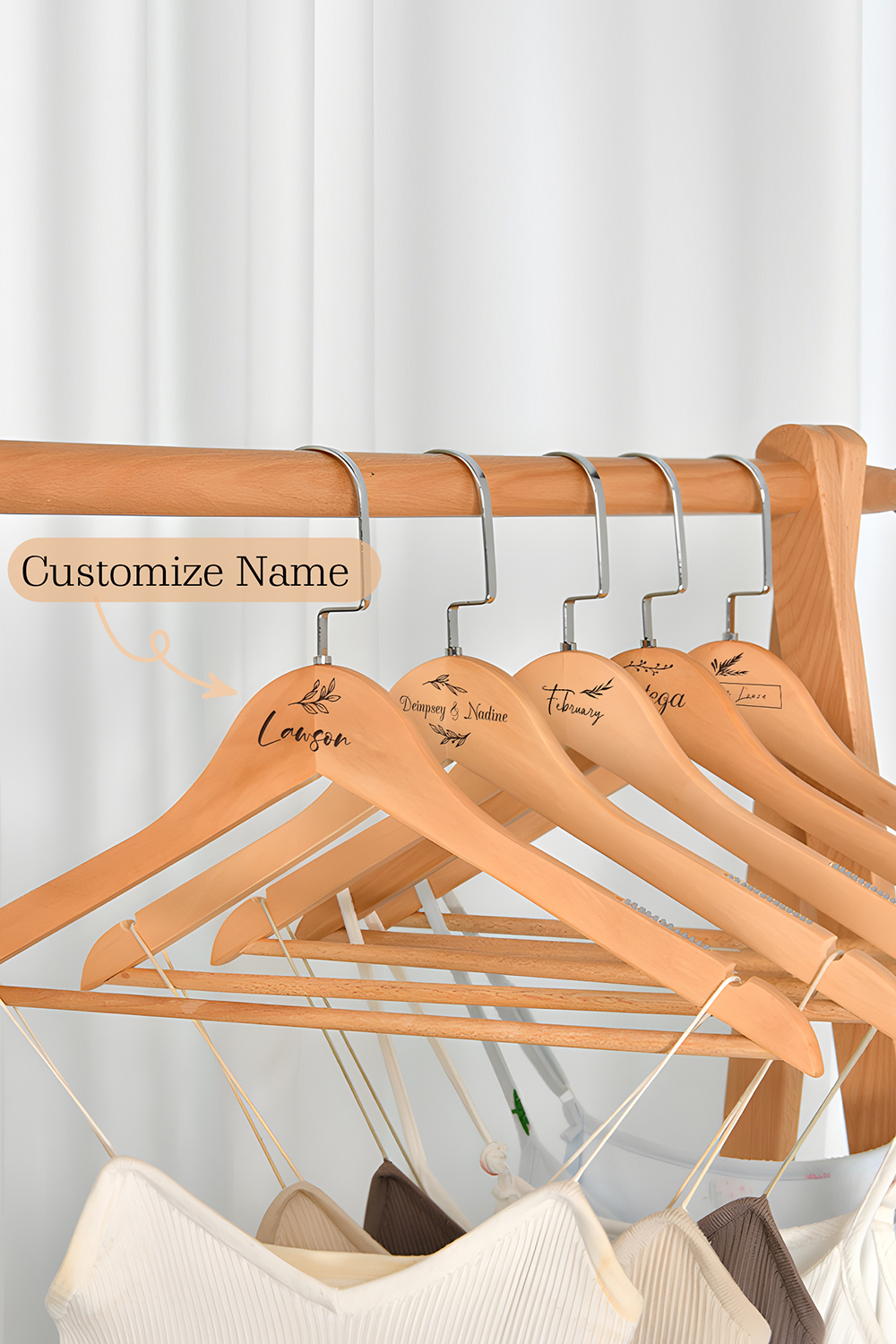 Customized Engraved Wooden Hangers with Pattern